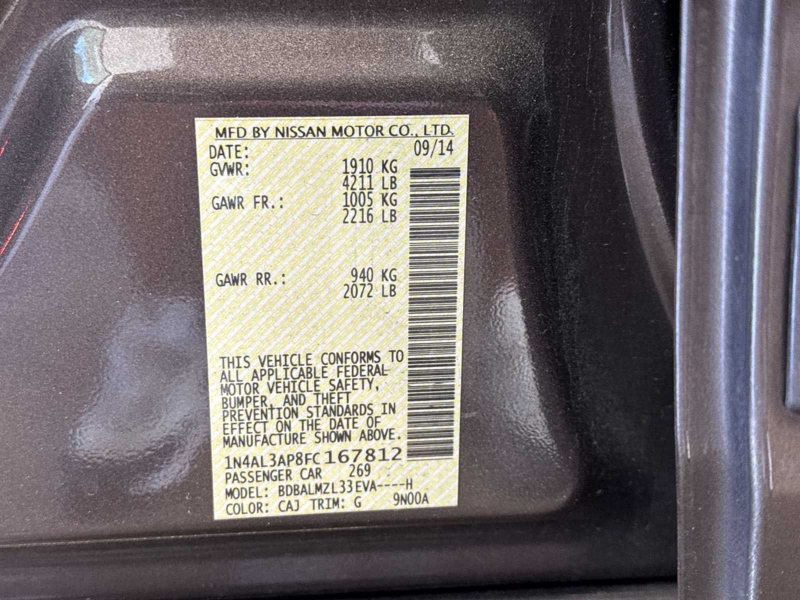 Nissan Altima 2.5 SV de 2015
