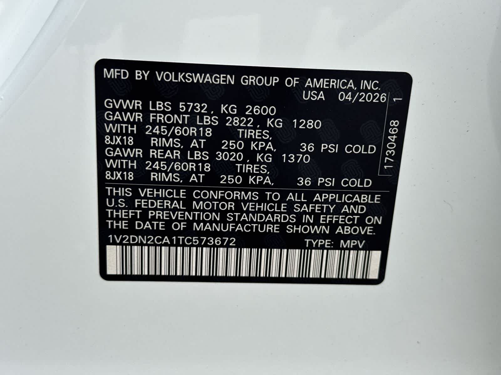 2026 Volkswagen Atlas 2.0T SE
