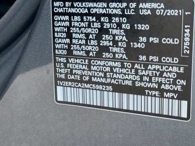 Volkswagen Atlas 3,6 L V6 SEL de 2021