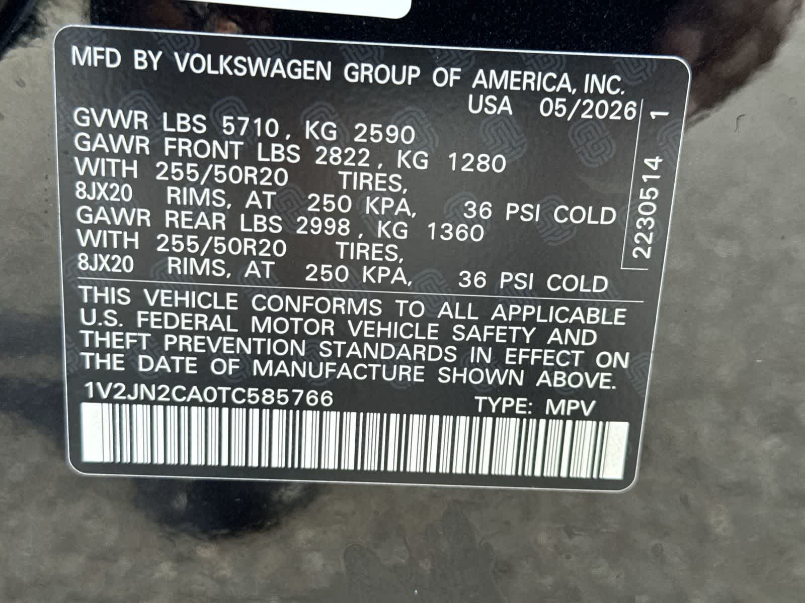 Volkswagen Atlas 2.0T SE con tecnología 2026