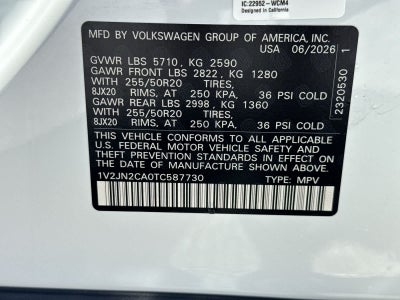 Volkswagen Atlas 2.0T SE con tecnología 2026
