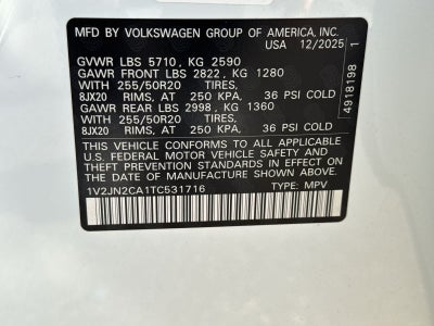 Volkswagen Atlas 2.0T SE con tecnología 2026
