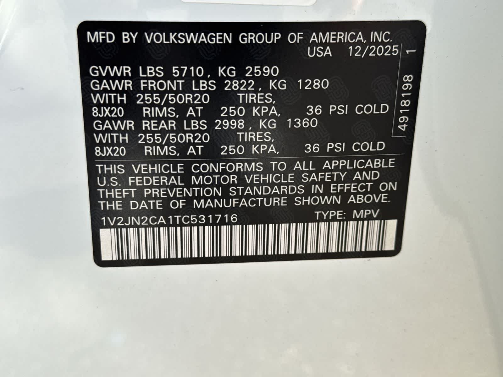Volkswagen Atlas 2.0T SE con tecnología 2026