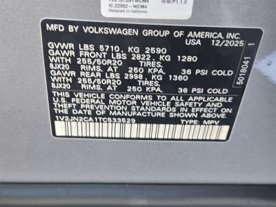 Volkswagen Atlas 2.0T SE con tecnología 2026