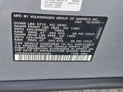 Volkswagen Atlas 2.0T SE con tecnología 2026