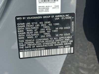 Volkswagen Atlas 2.0T SE con tecnología 2026