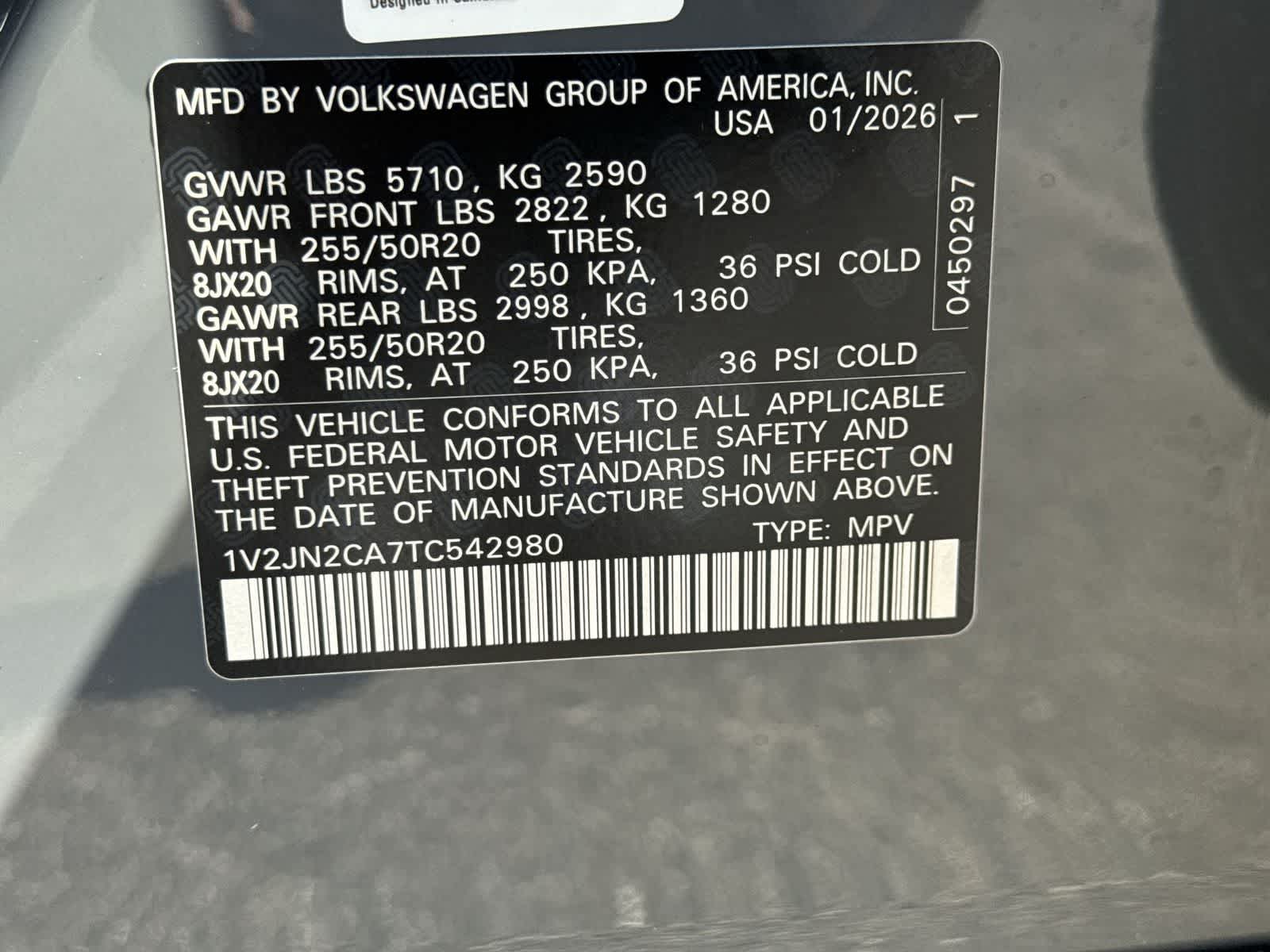 Volkswagen Atlas 2.0T SE con tecnología 2026