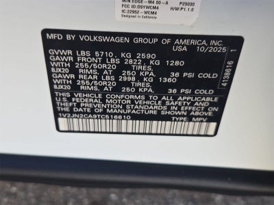 Volkswagen Atlas 2.0T SE con tecnología 2026