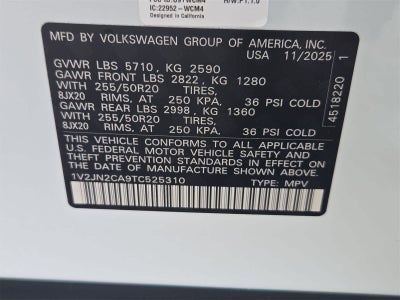 Volkswagen Atlas 2.0T SE con tecnología 2026