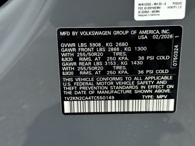 Volkswagen Atlas 2.0T SE con tecnología 2026