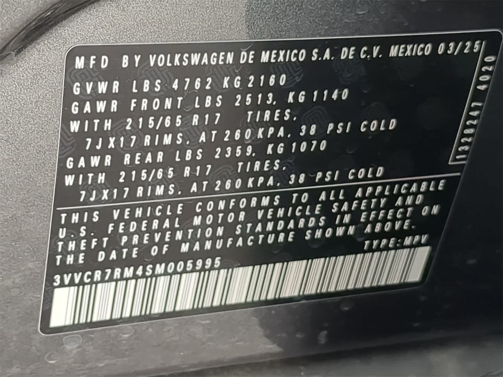 2025 Volkswagen Tiguan 2.0T S